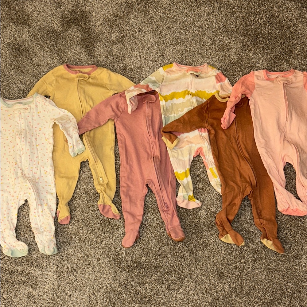 Cloud Island Baby Footies Set - Yellow, Pink, Brown, White